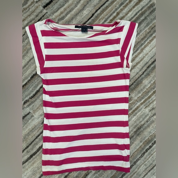 French Connection Tops - French Connection pink & white striped boatneck top